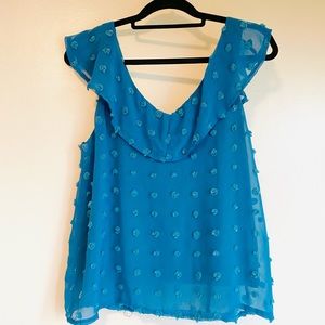 Deep Teal Dotted Swiss Blouse